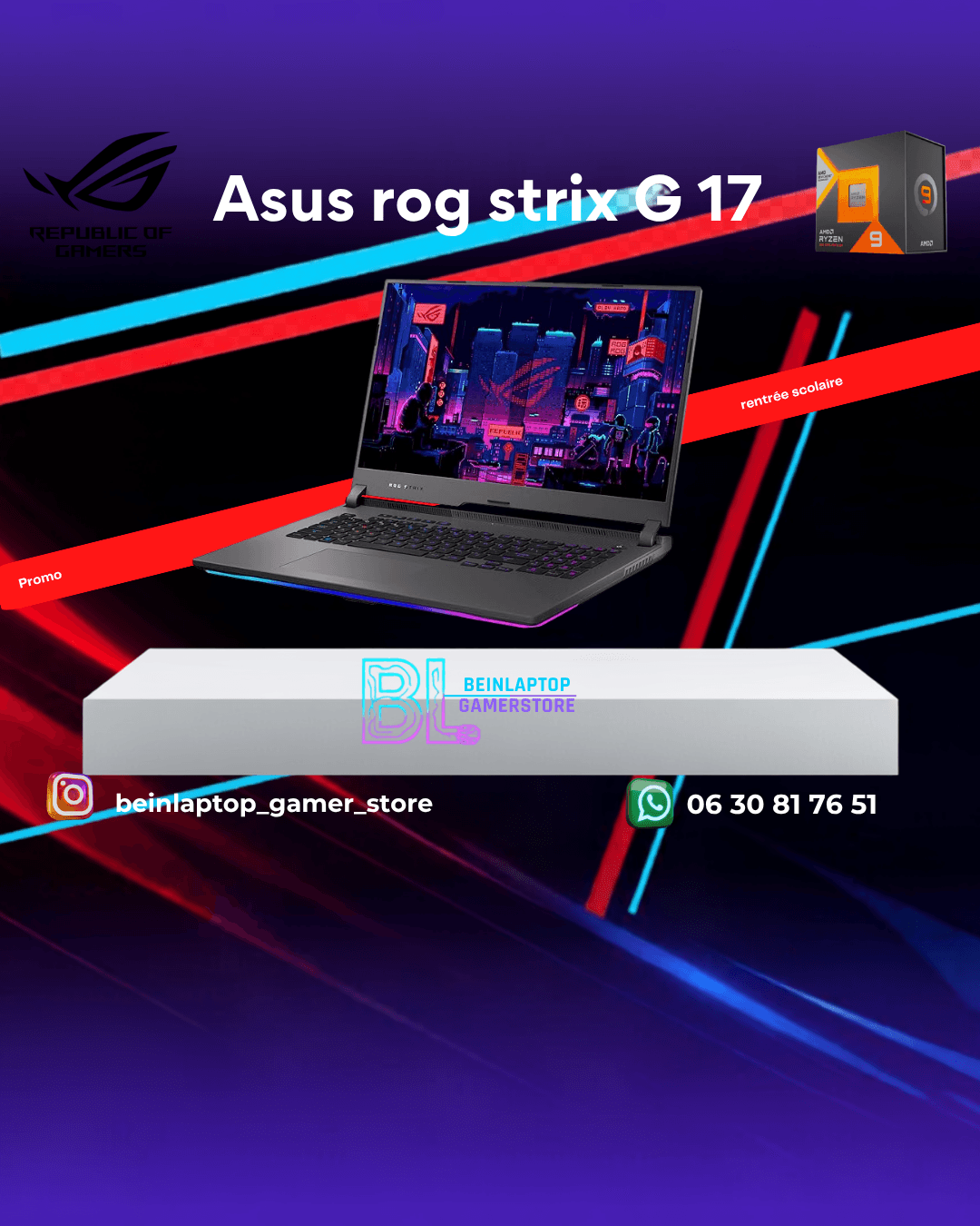 Asus Rog Strix G17 — Ryzen 9 · RTX 4070 · 16 Go