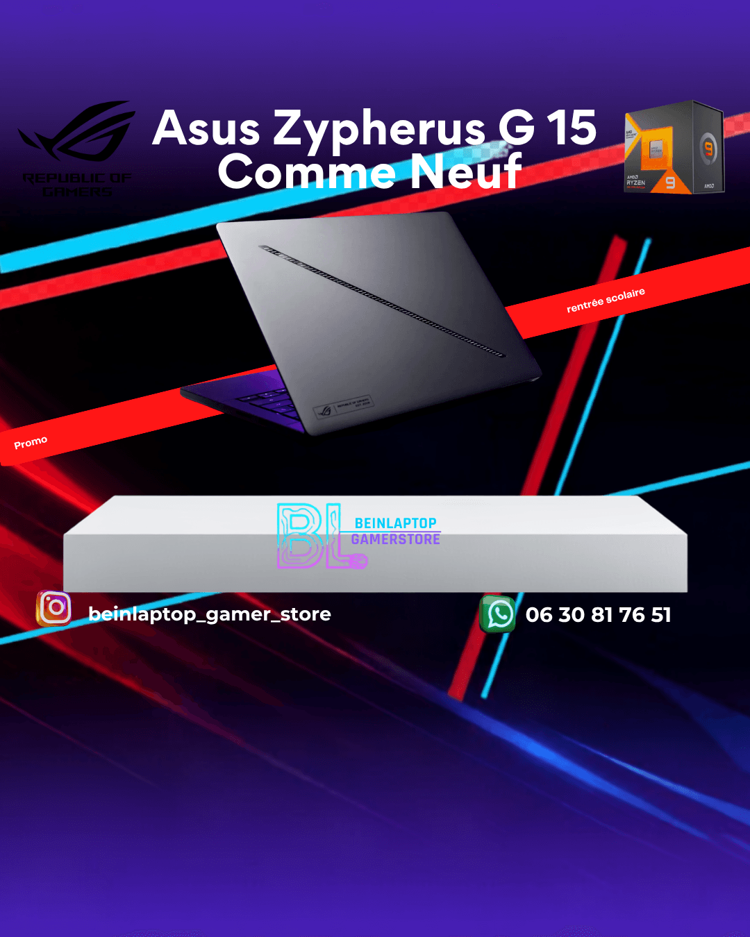Asus Zypherus 16 — Ryzen 9 6900HS · RTX 3070 Ti · 16 Go