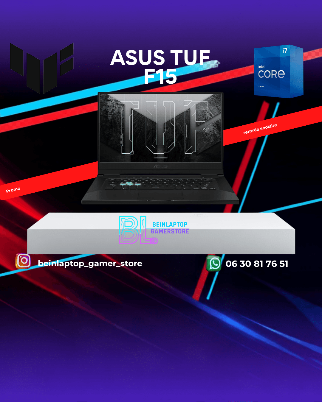 Asus TUF F15 — Intel i7 · RTX 3070 · 16 Go